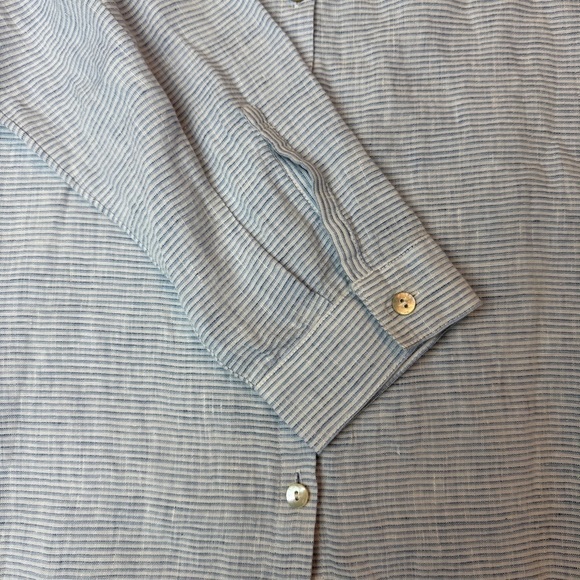 J Jill Love Linen Blue and White 100% Linen Side Tie Tunic Top  Sz. XL - Picture 8 of 11